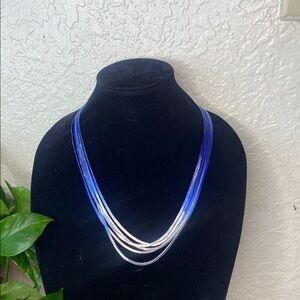 Nicole by Nicole Miller Blue and Silver Multi-Strand Necklace .. five layered